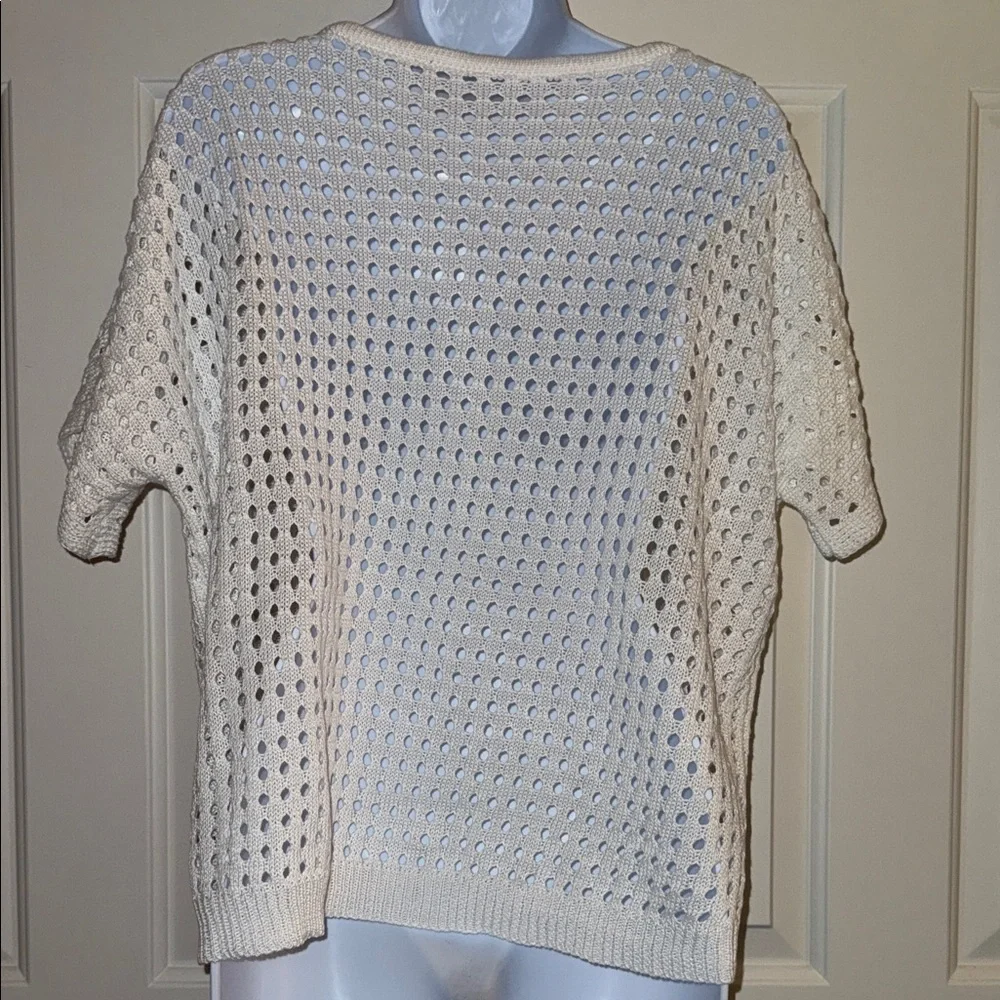 Cupshe Cream Crochet Knit Swim Coverup with Button Detail